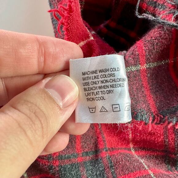 Furst of a Kind Women's L/S Red & Black Plaid Flannel Lace Up V Nack Crop Top - Picture 4 of 8